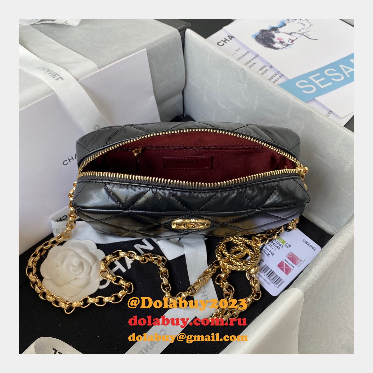 Best Luxury Replica AS3383 Camera Case Metallic Calfskin & Gold-Tone