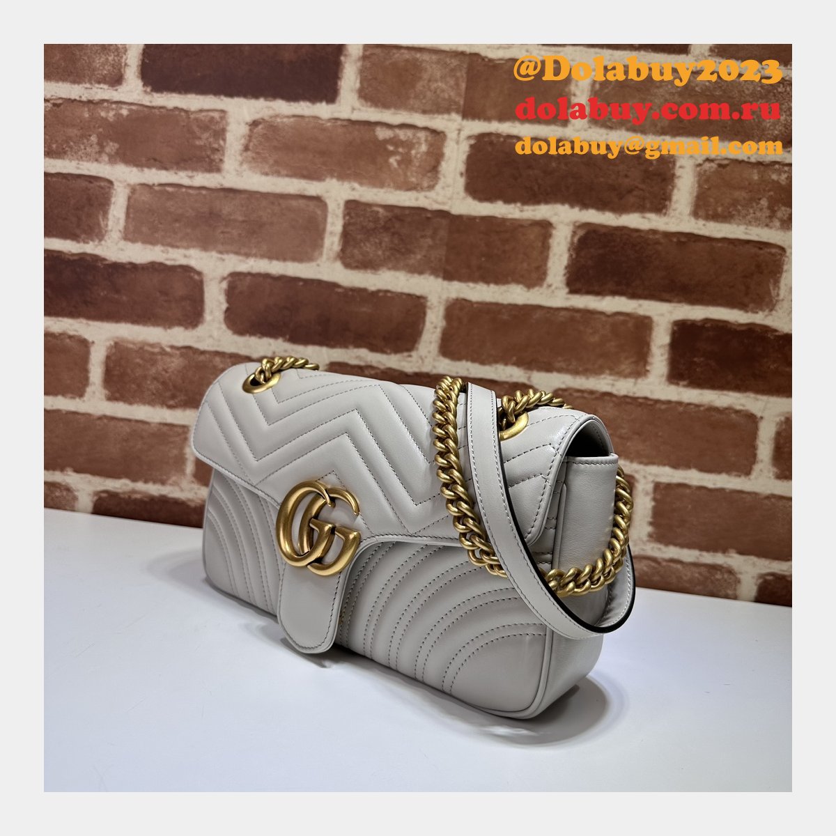 top G*u*i grey matelassé gg marmont small shoulder 443497 knockoff bag