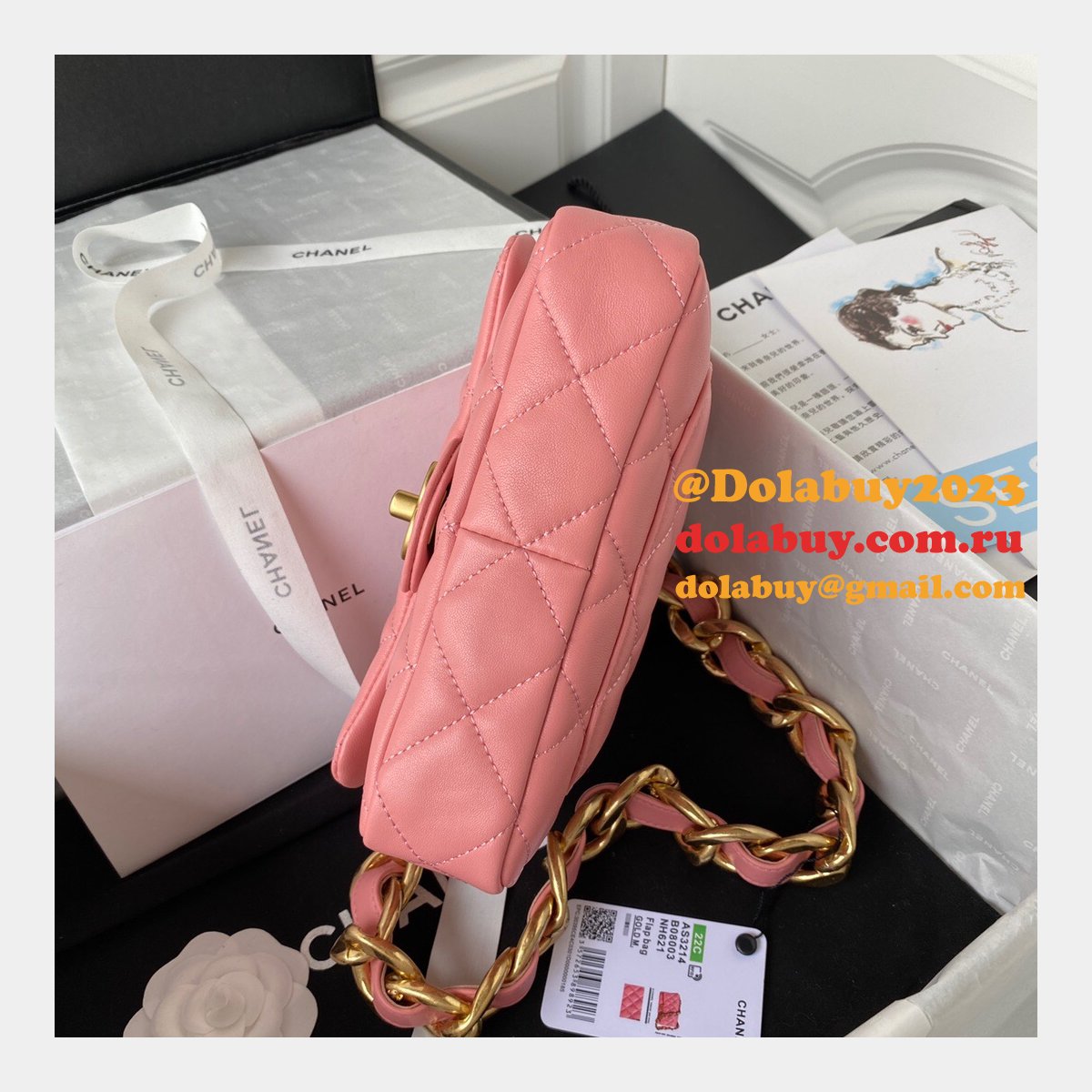 High Quality Designer Replica Flap AS3214/AS3213 Bag Lambskin & Gold-Tone Metal