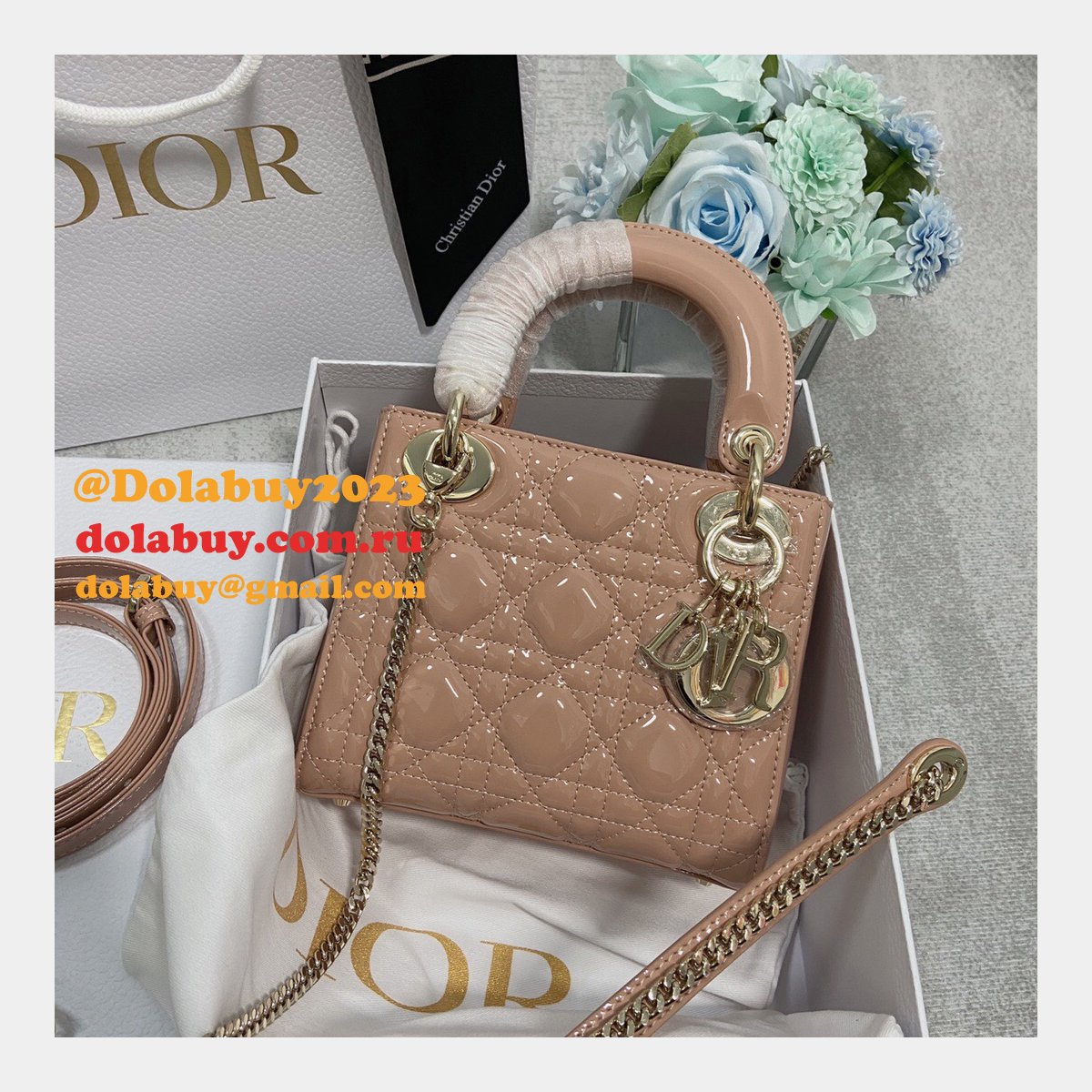High Quality Christian Dior Lady patent leather 17CM Bag mini