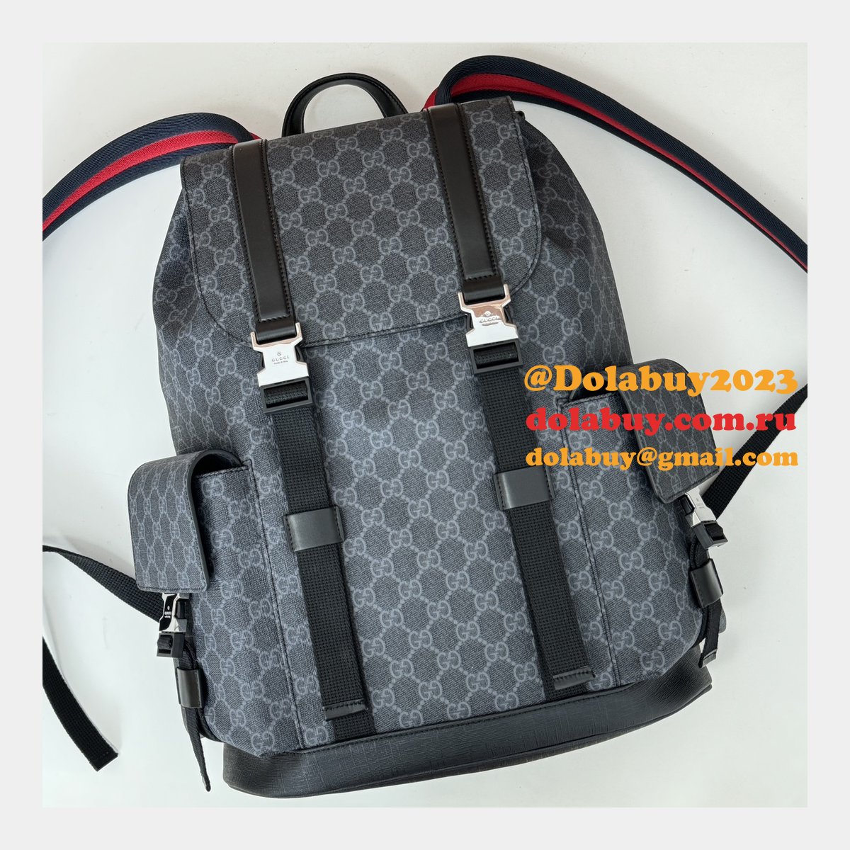 G*u*i men 792080 gg designer replicas backpack in black gg supreme