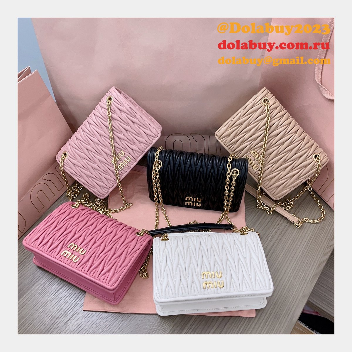 Copy High Quality 5BP065 Replica Miu Miu Matelasse Bags