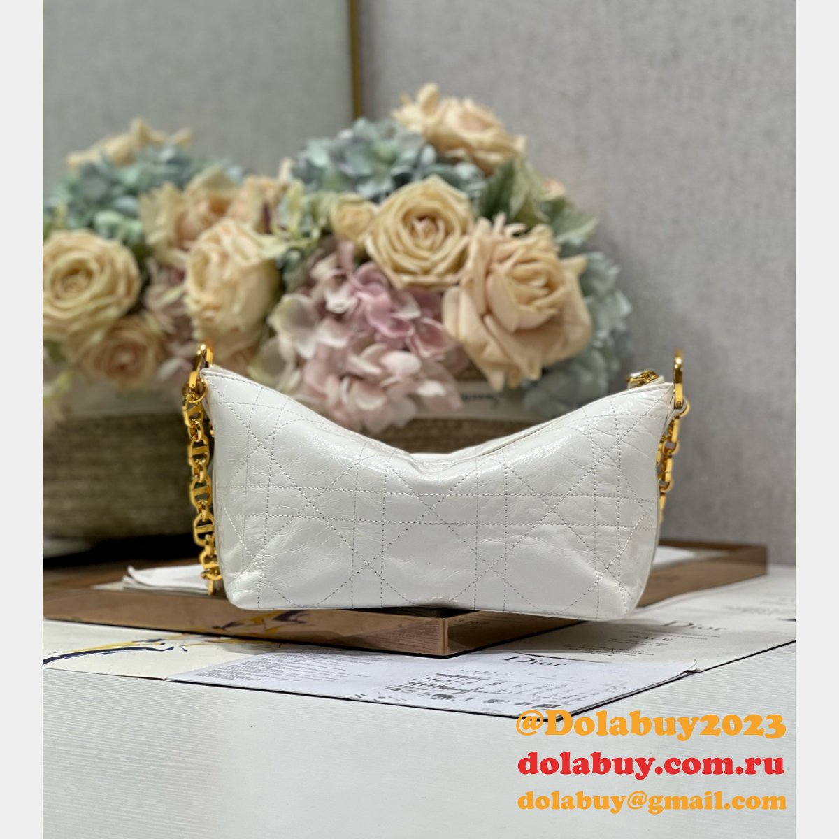 Top Quality CHRISTIAN DIOR PARIS DIORSTAR HOBO SHOULDER BAG white