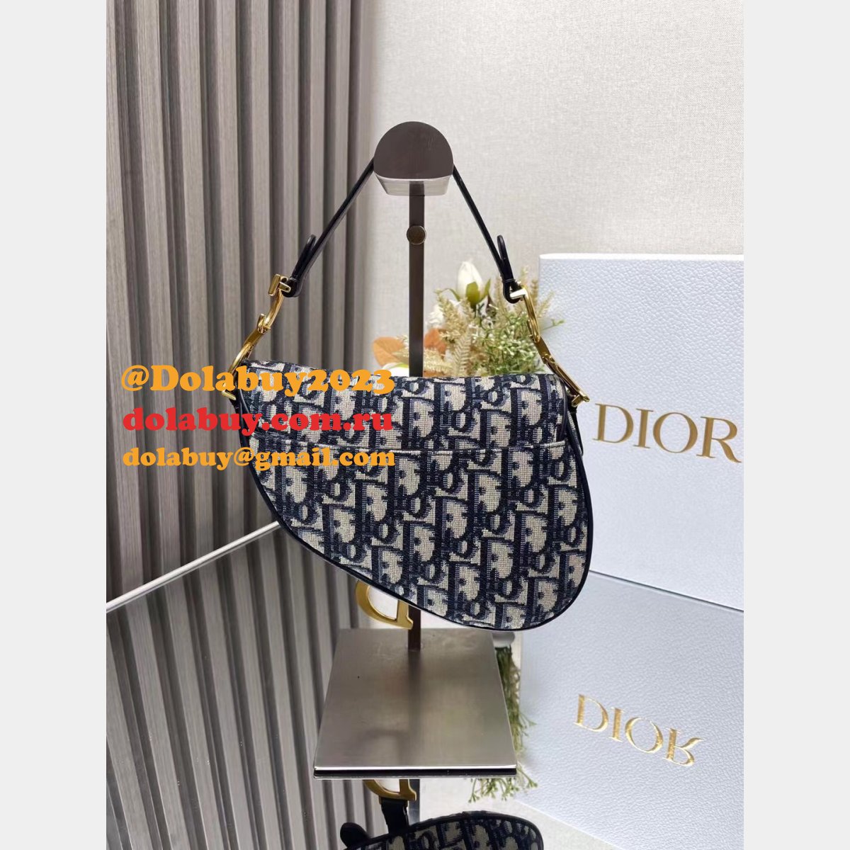 Our Christian Dior Designer Copy Saddle 19.5/25.5Cm Navy Bags