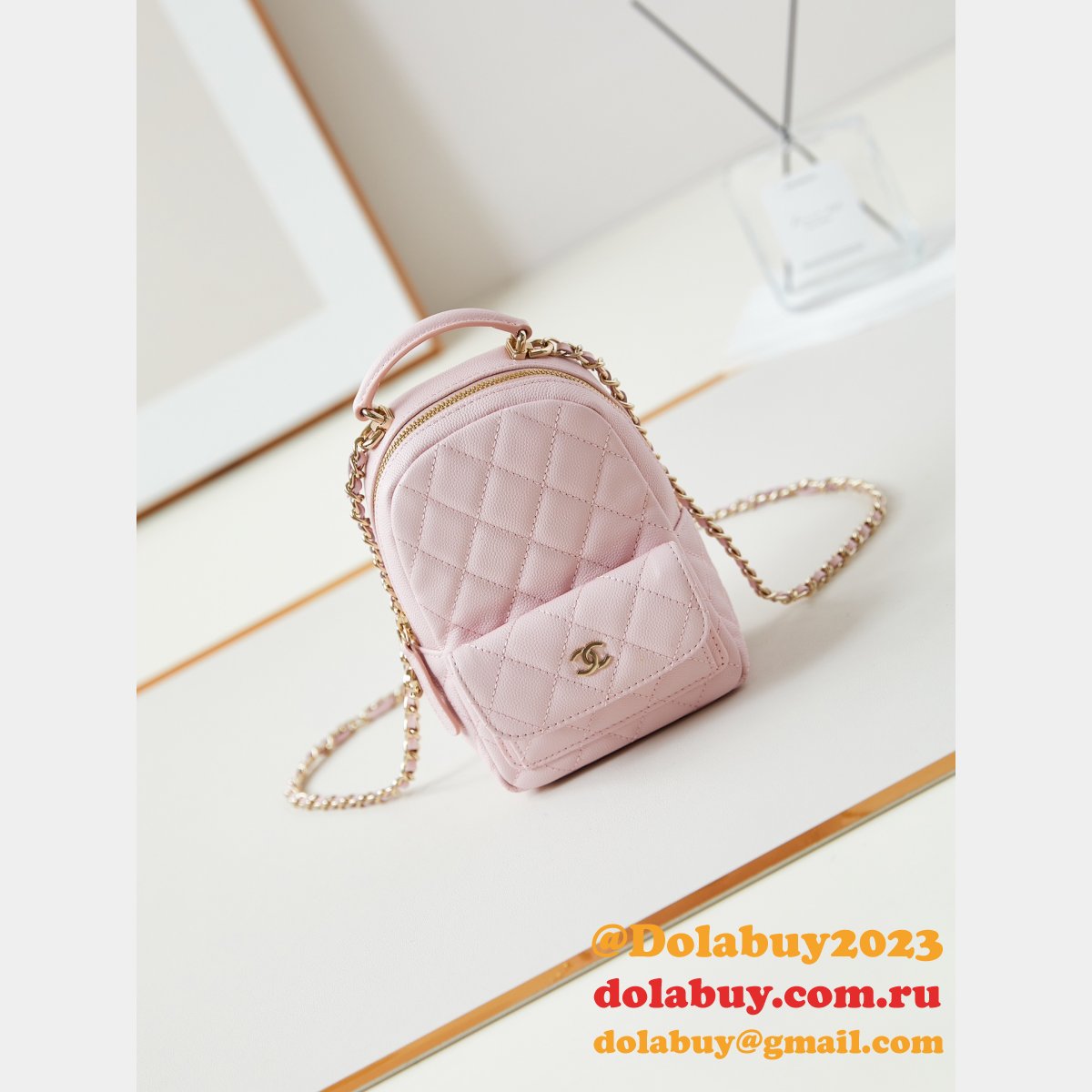Fashion 24Cmini caviar leather women backpack AP3753