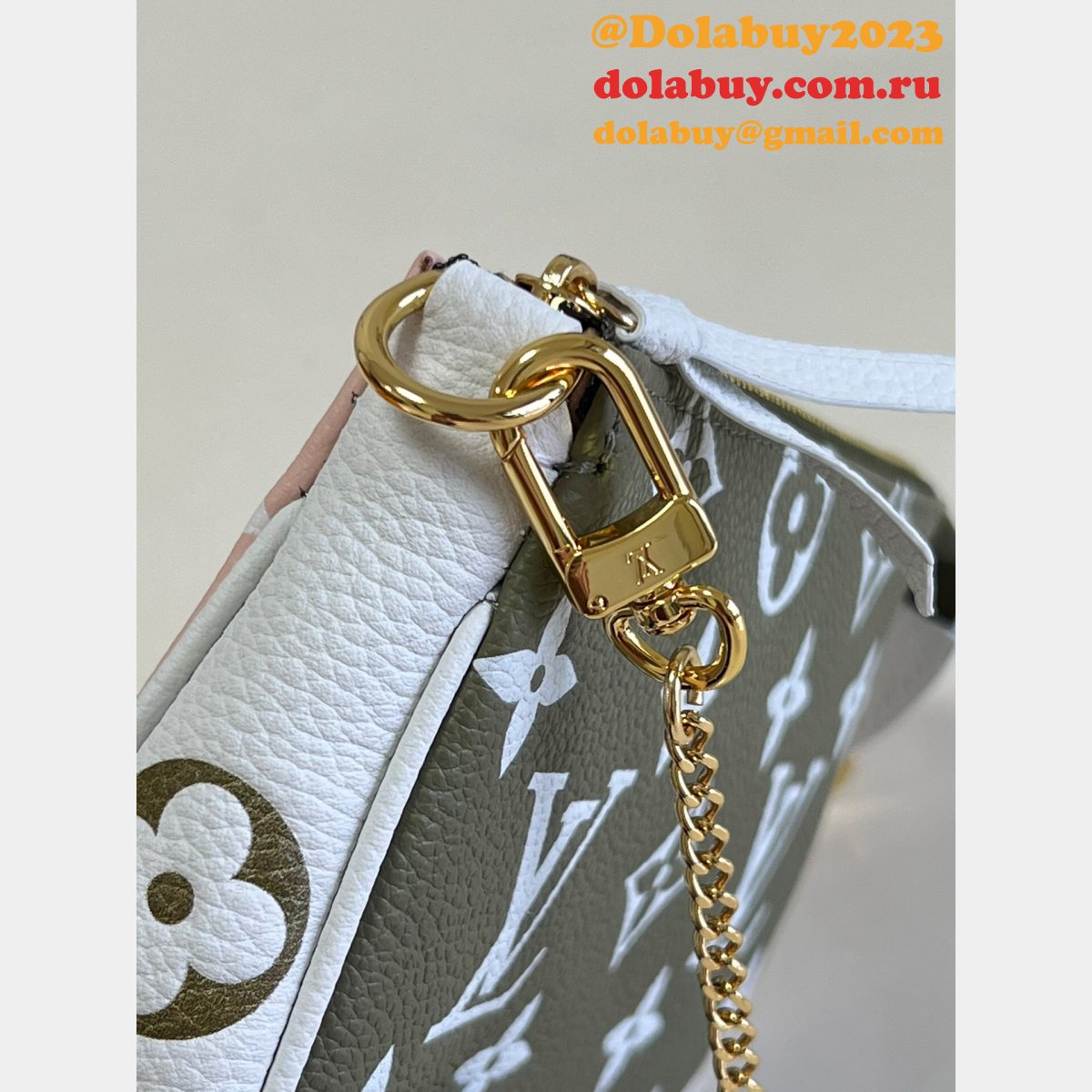 Louis Vuitton Designer Replica Mini Pochette M81284 Khaki/Beige/Cream Accessoires