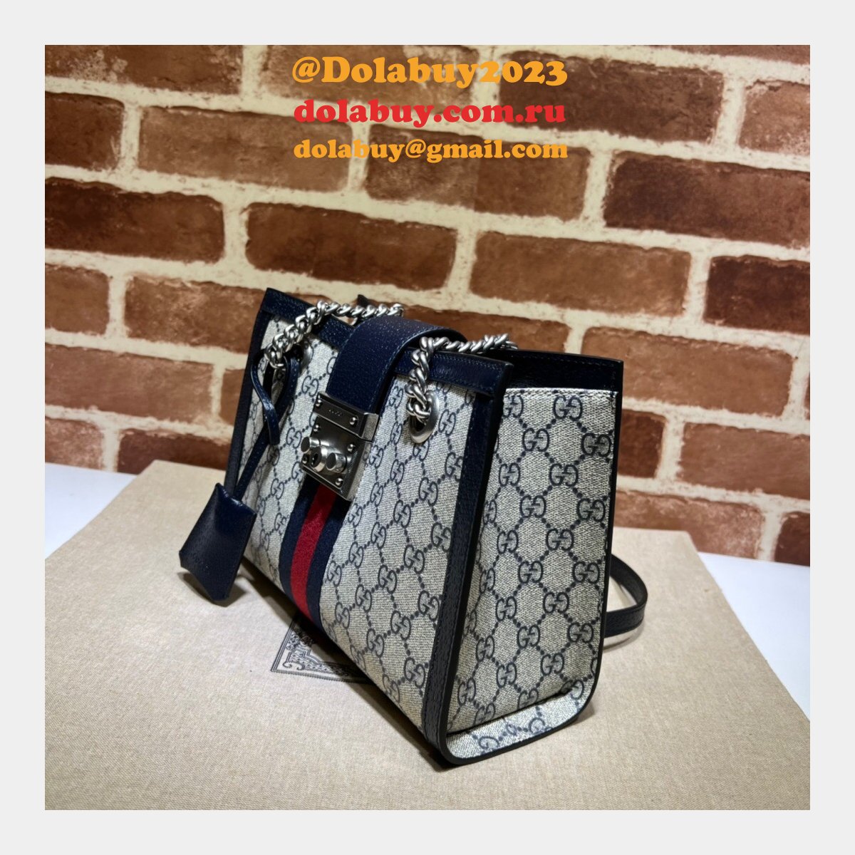 top quality G*u*i 498156 gg supreme padlock small shoulder bag