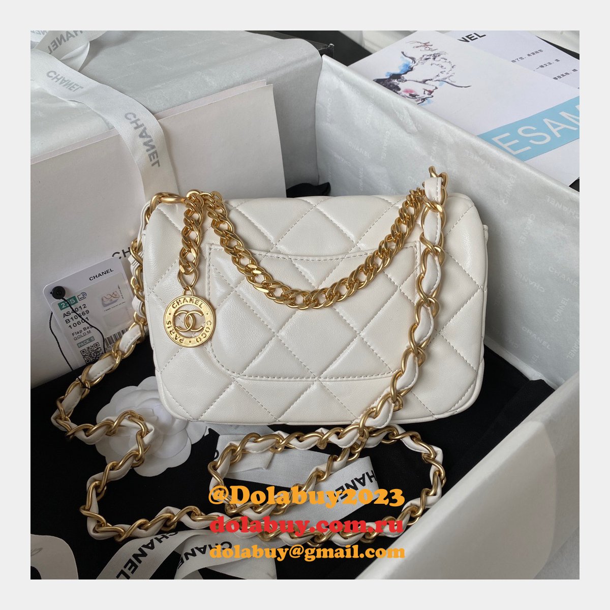 Perfect Copy Top Quality AS4012 Flap Black Replica Bag