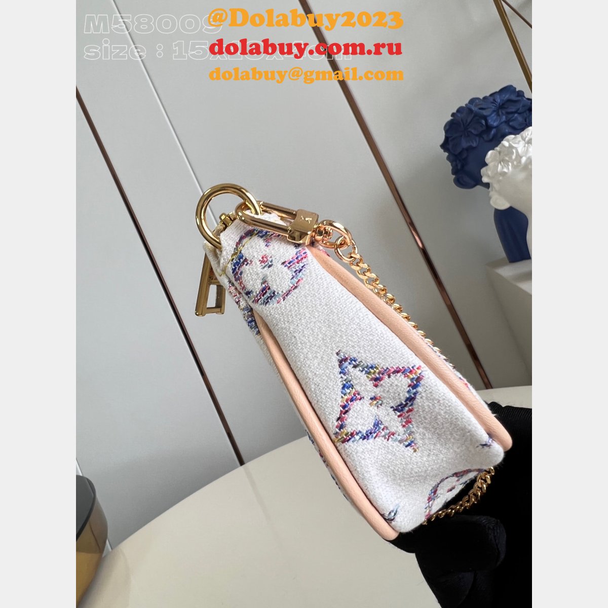 Louis Vuitton Inspired M83499 Wallet Multicolor White On Pochette Chain Ivy