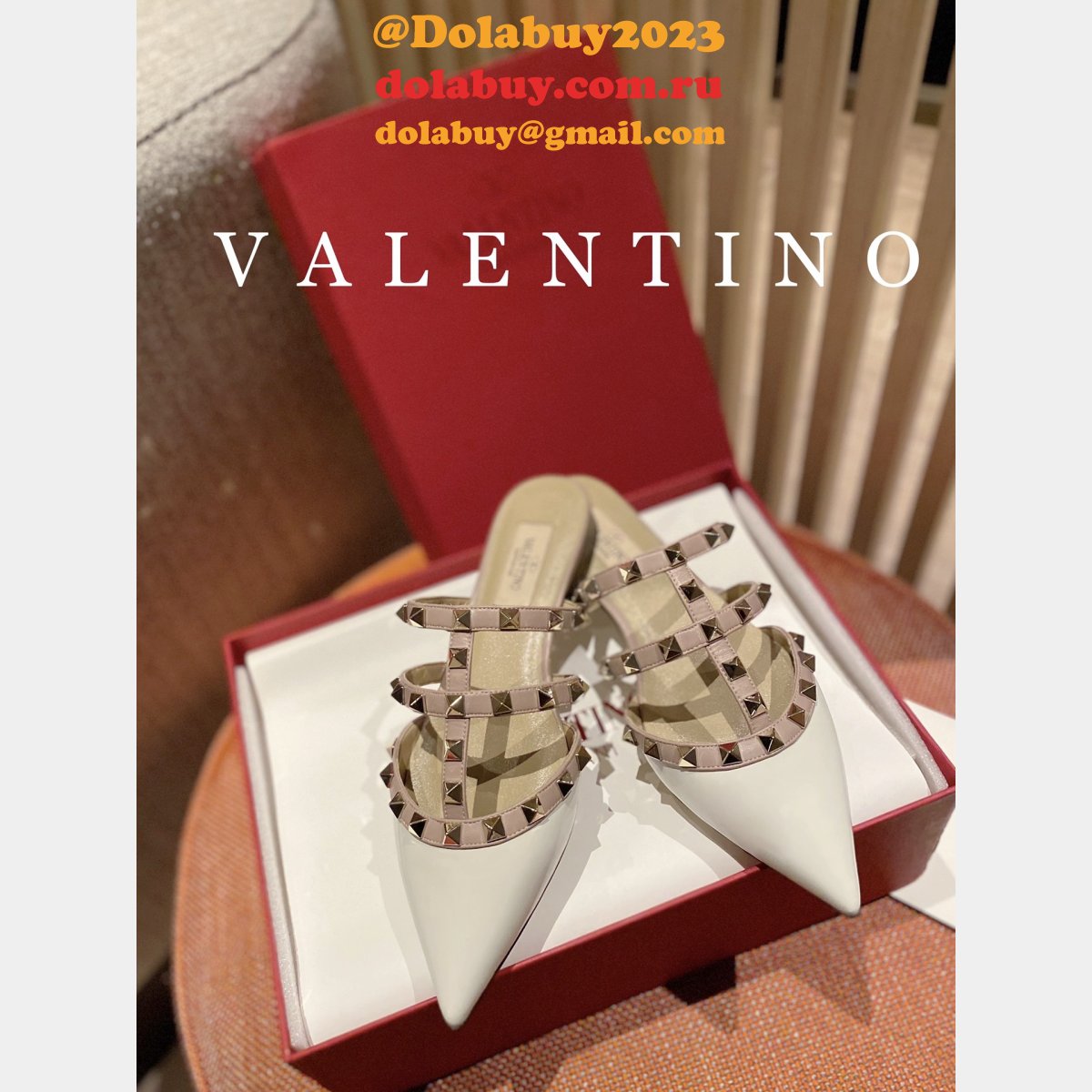 Wholesale ROCKSTUD PATENT-LEATHER MULE