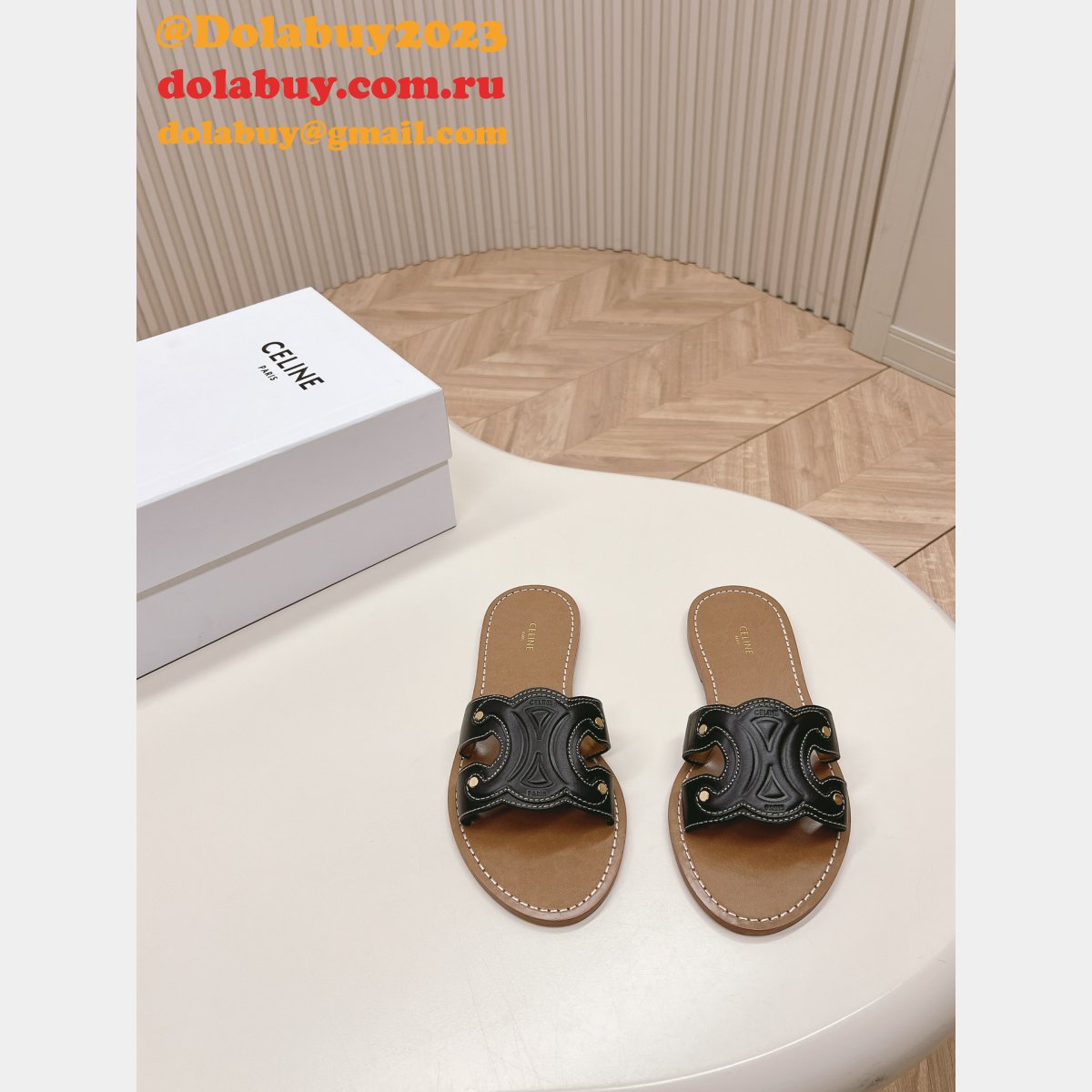 Celine Replica Paris Premium Flats Sandal Triomphe Shoes