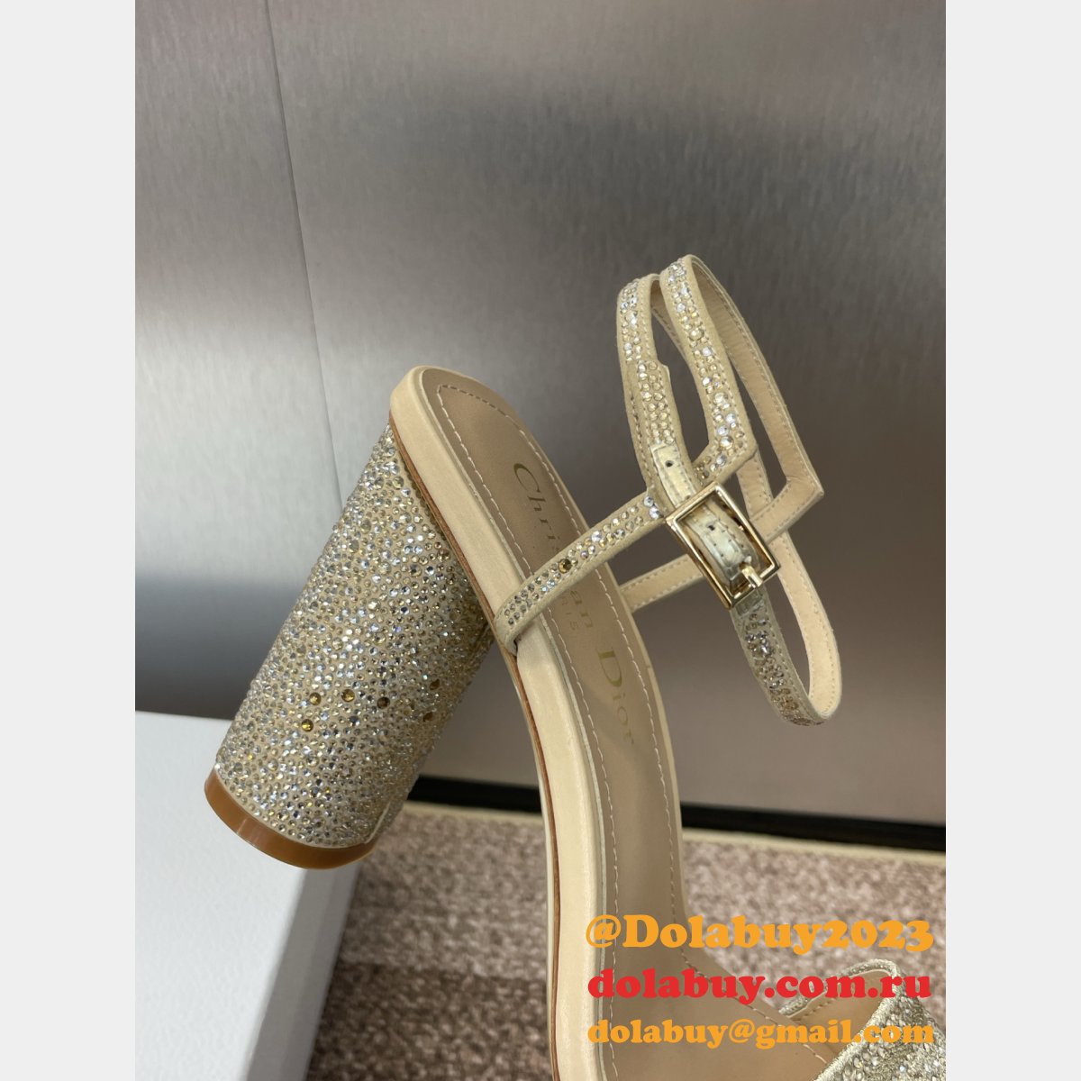Top Quality Dior Silver-Tone Strass Heeled Sandal 9.5CM