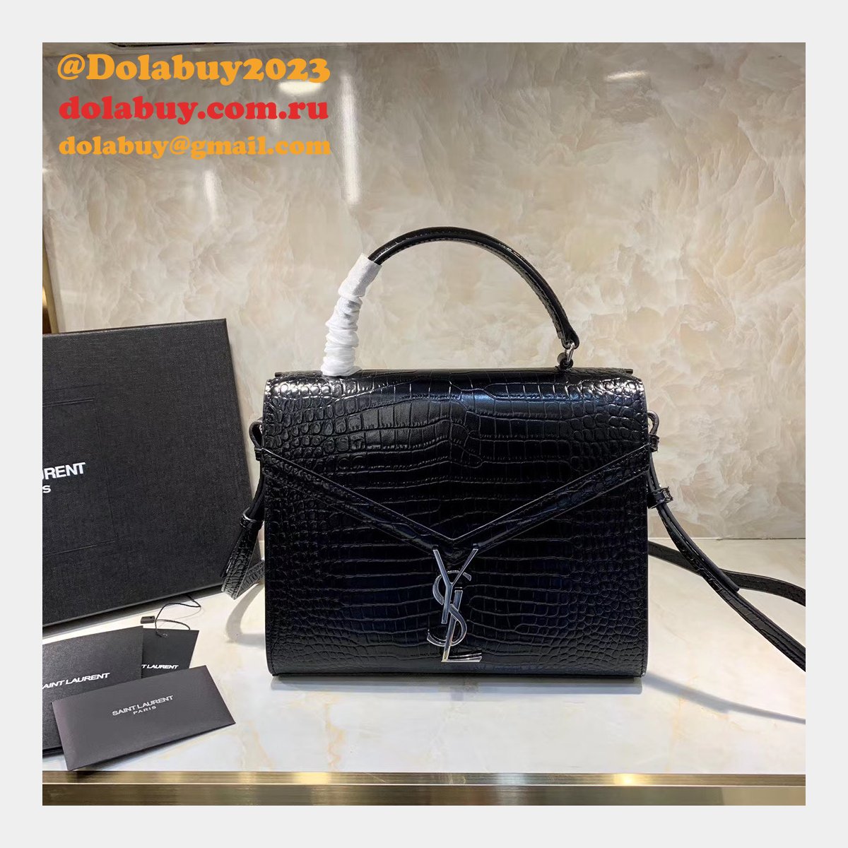 High Quality Replica YSL 578000 Cassandra Top Handle Black Bags