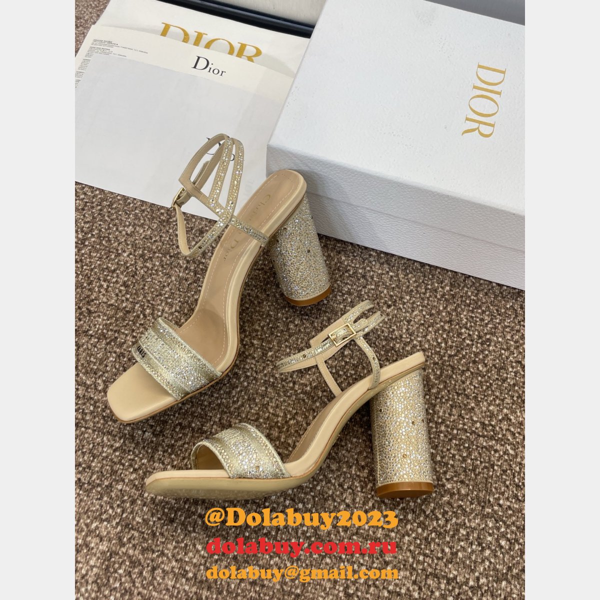 Top Quality Dior Silver-Tone Strass Heeled Sandal 9.5CM