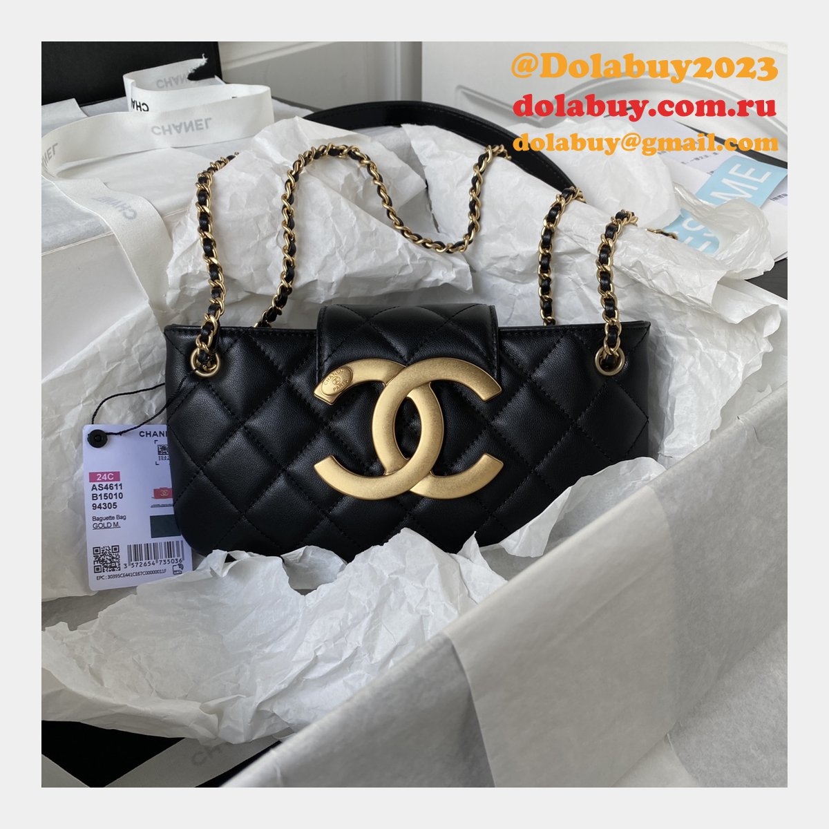 Cheap 1:1 Mirror AS4611 Baguette Black Bags Online Sale