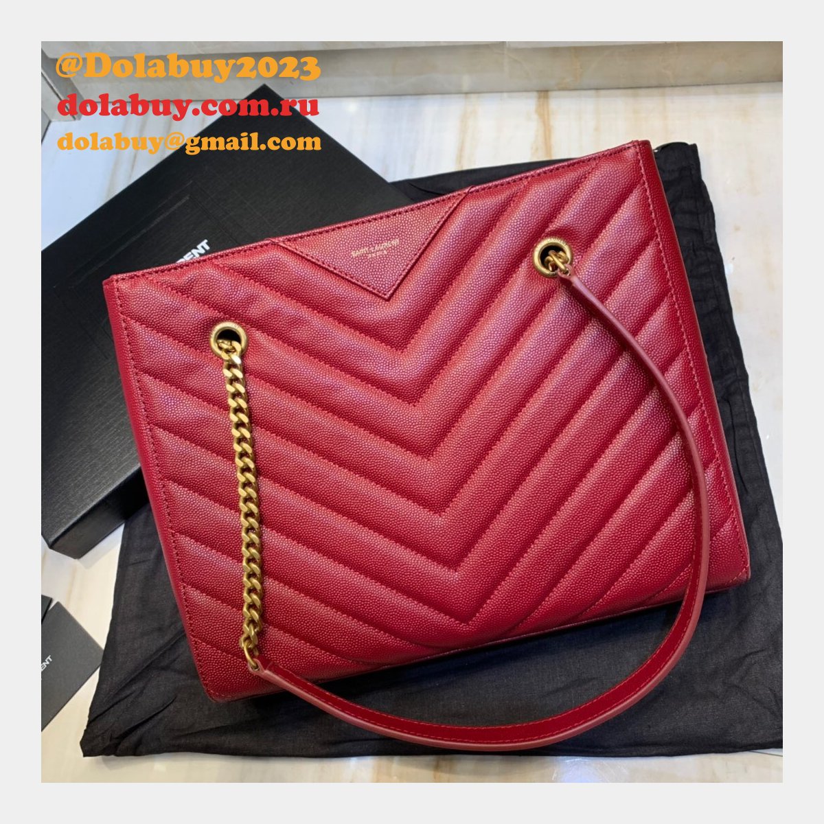 Shop Ysl Replica Saint Laurent Red and Black