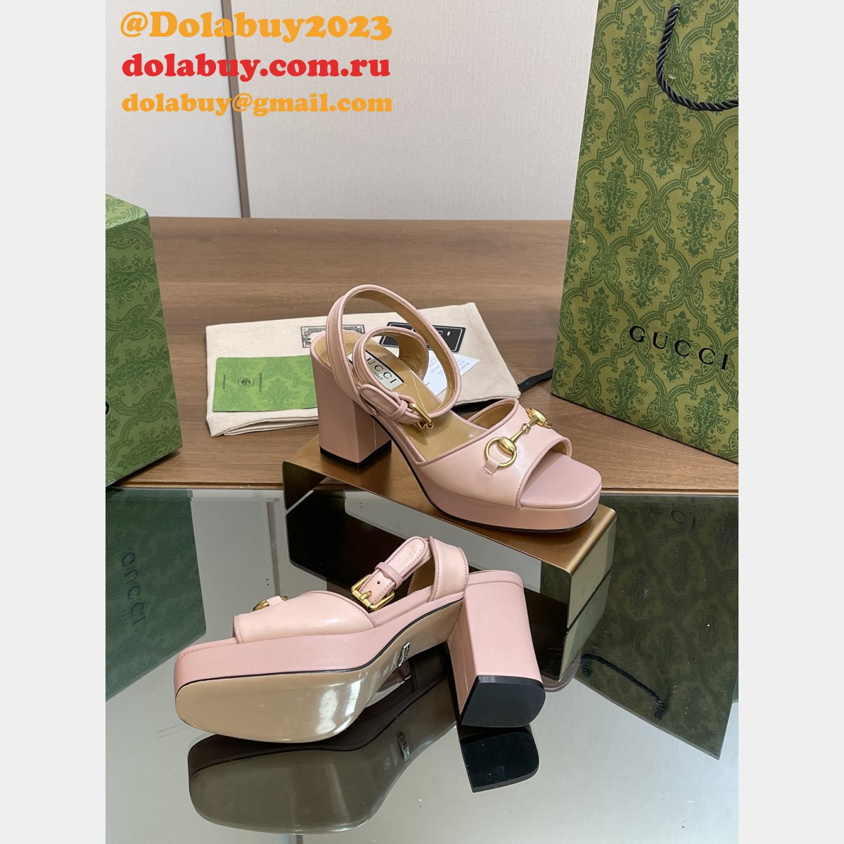 duplicate G*u*i lady horsebit-detailed leather sandals