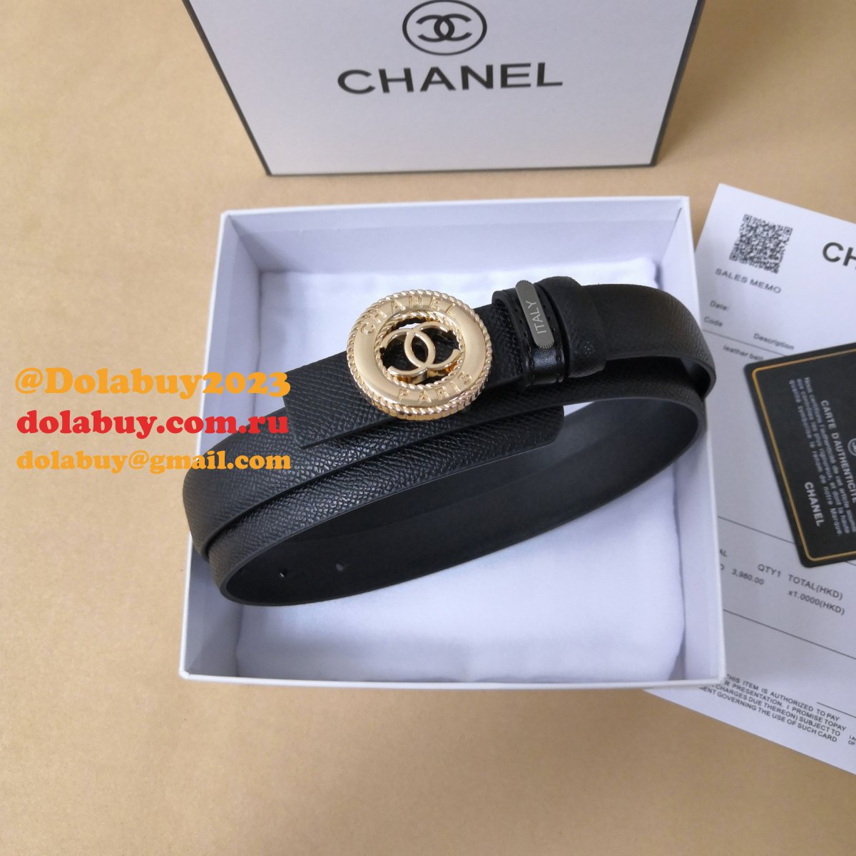 High Quality Replica CC Double C Belt Black Width 2.5cm 1152
