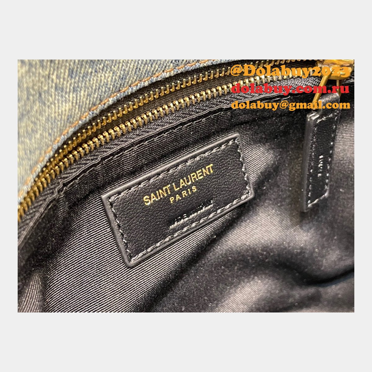 Saint Laurent Cheap Toy Loulou Puffer Matelassé Denim Bag