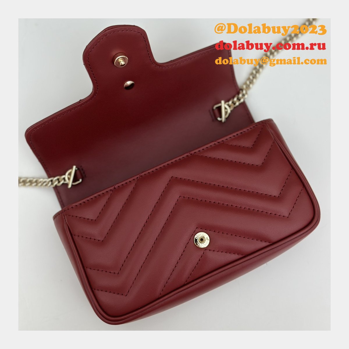 G*u*i replica rosso ancora gg marmont red matelassé chevron 476433/446744/443497 bag