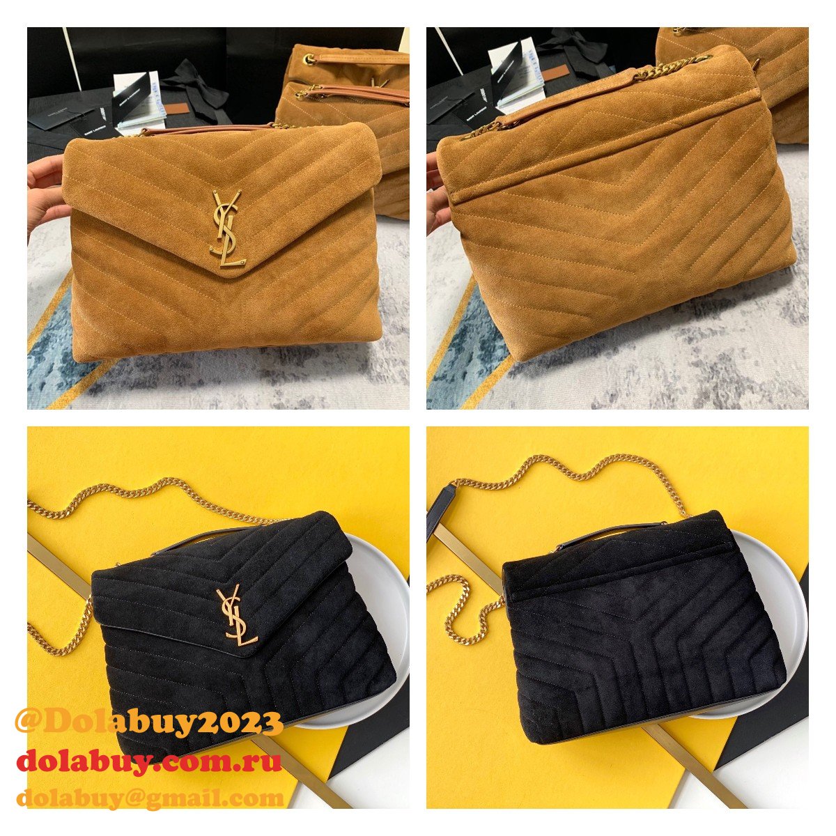 Replica AAA LouLou 32cm Saint Laurent Loulou Brown/Black Bags Collection