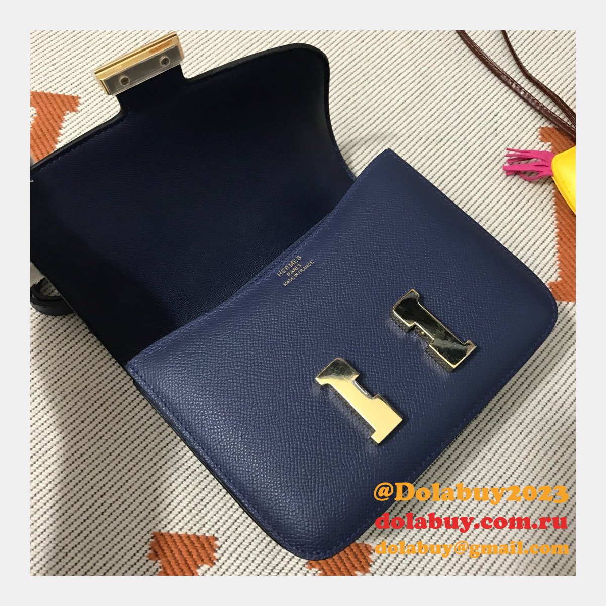 Hermes Constance Bag 18cm Epsom Leather dark blue