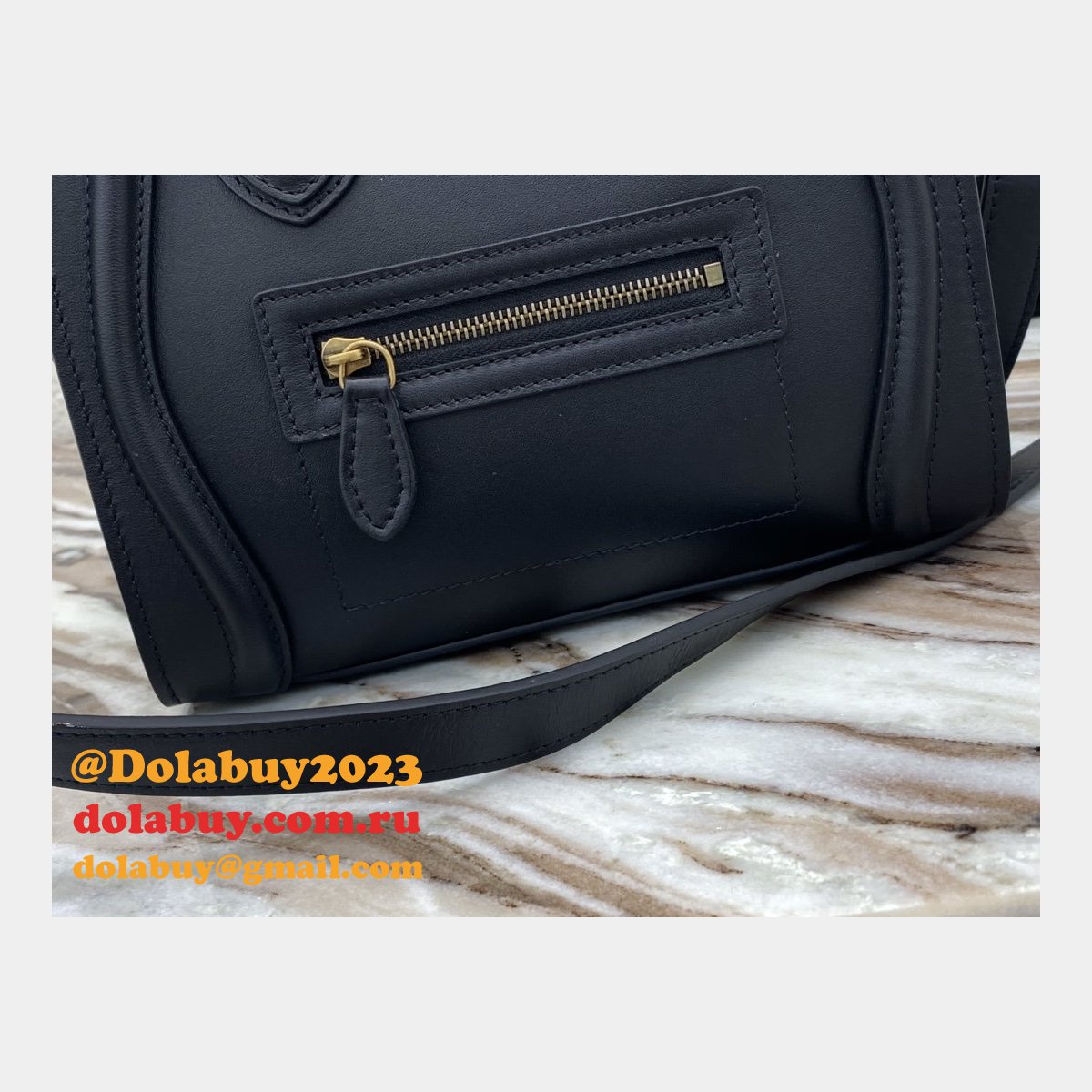 Celine Replica Navy blue Luggage plain calfskin portable