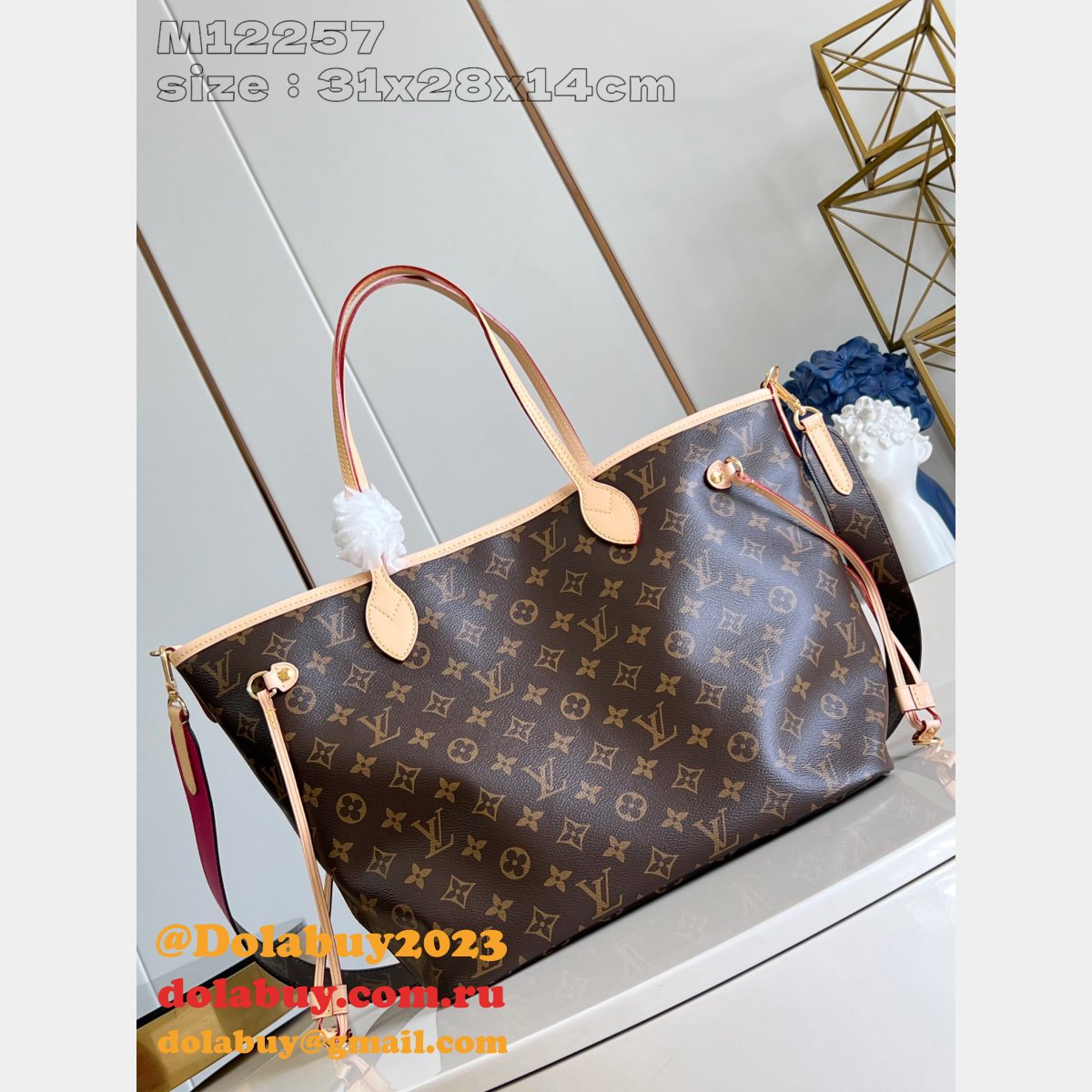 Replica Louis Vuitton Bolsa Neverfull Bandoulière Inside M12257/M12096 Bag
