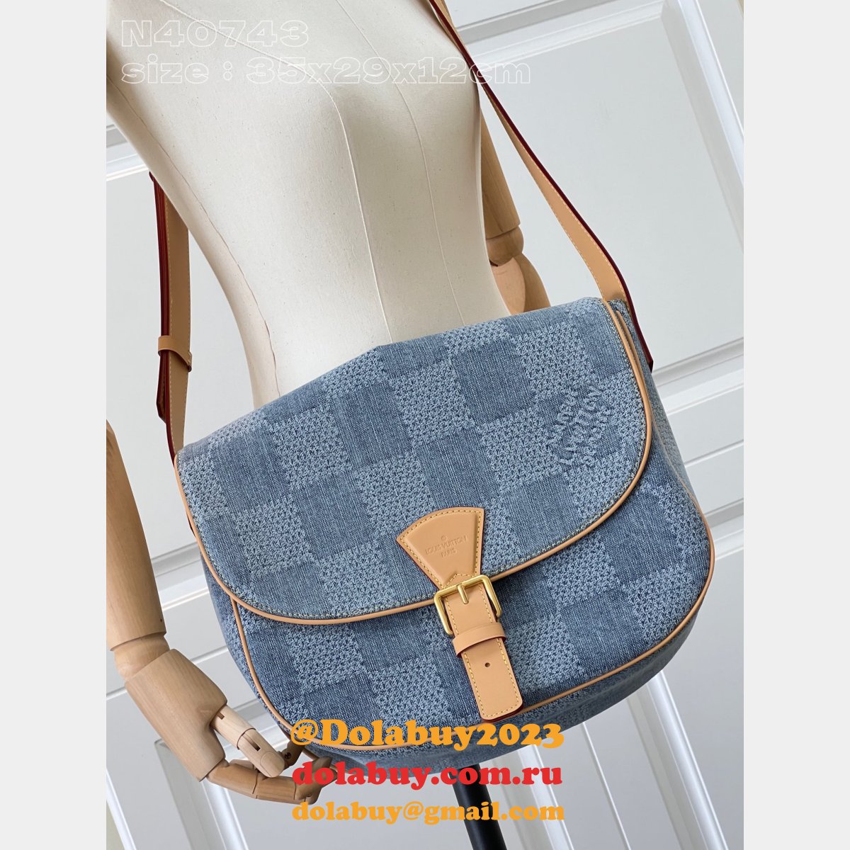 Louis Vuitton Fake Montsouris Messenger MM Damier N40743 Men Blue Bag