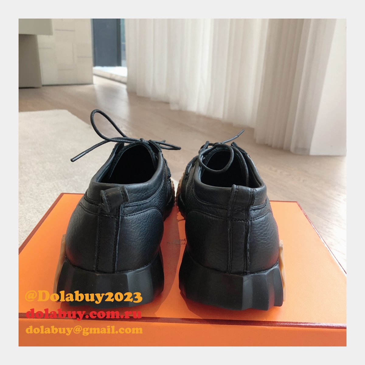 Top Quality hermes men Bouncing leather sneaker