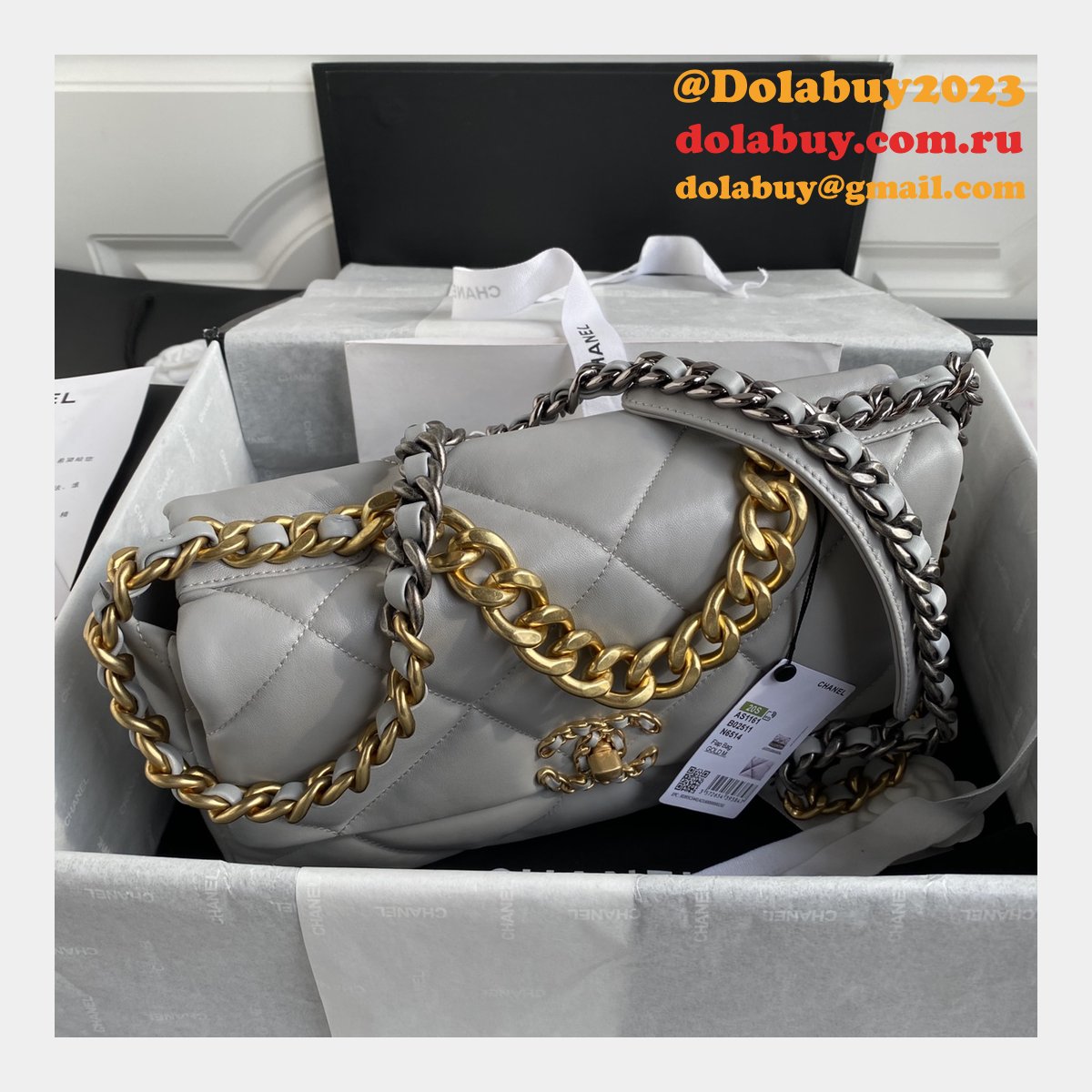 Top CC 19 Bags 2021 Light Grey 30CM