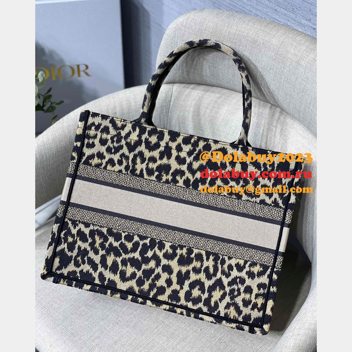 Christian Dior Replica Book Tote Dior Oblique Embroidery Bags