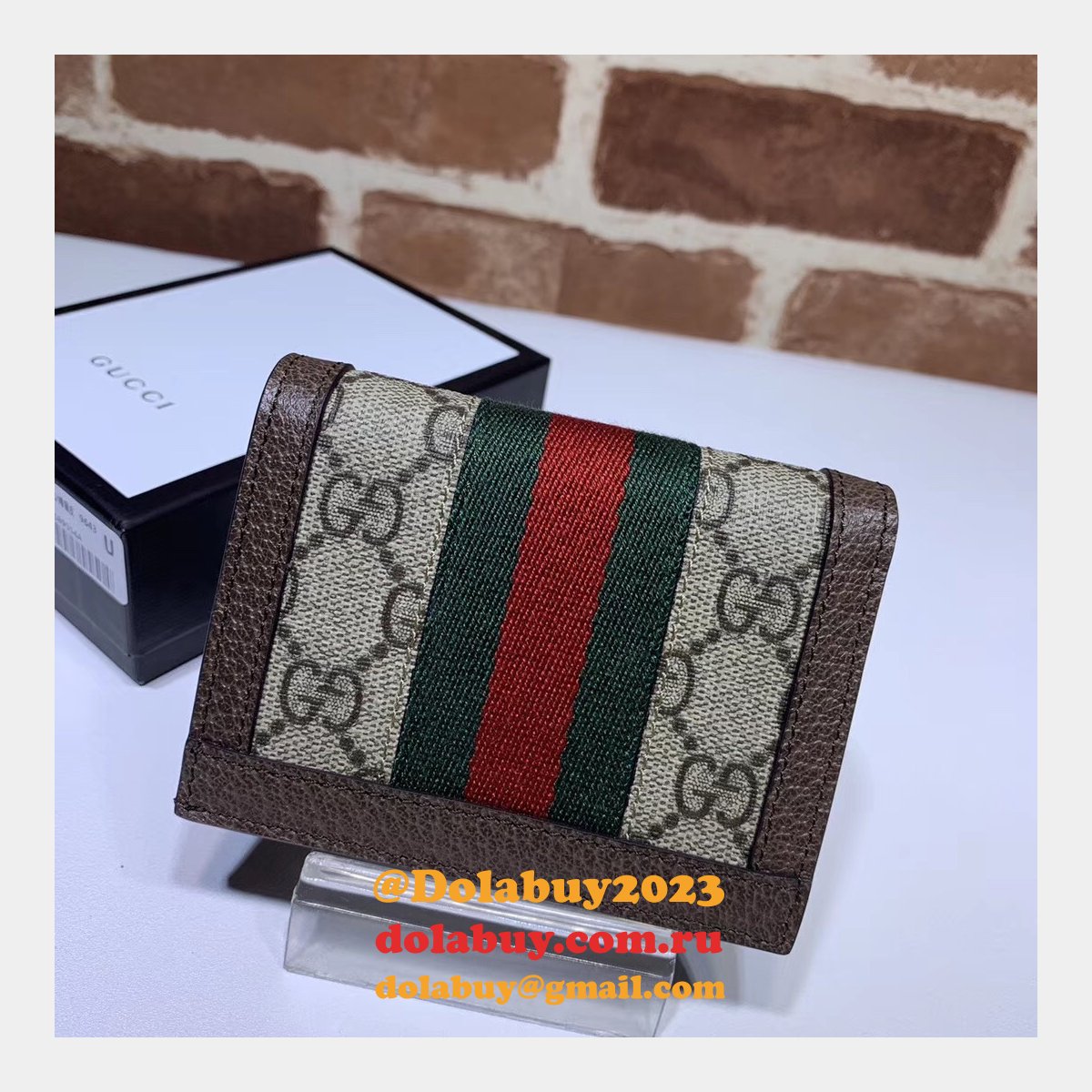 replica G*u*i gg aaa+ supreme ophidia card case wallet 523155