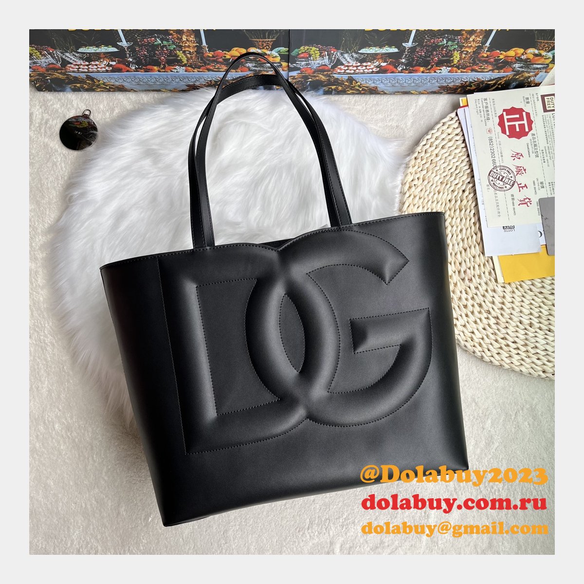 Luxury Replica Dolce & Gabbana Shopping DG Logo Tote 6650 Store Bag
