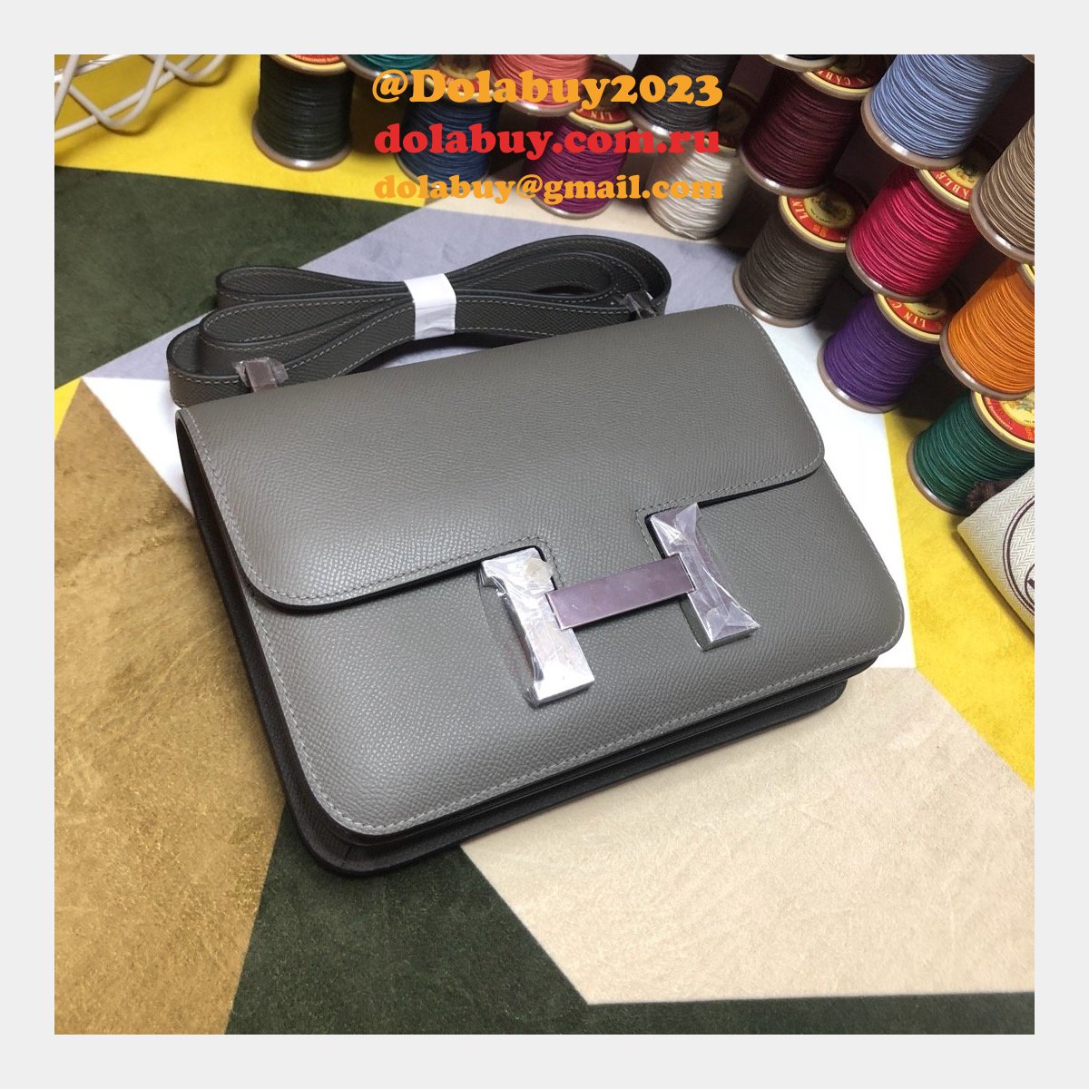 Hermes Constance Bag 23cm Epsom Leather Dark Grey