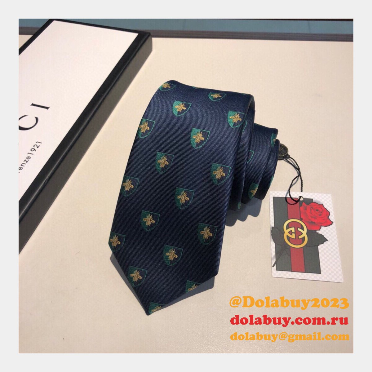 G*u*i silk tie jacquard crafts insect pattern