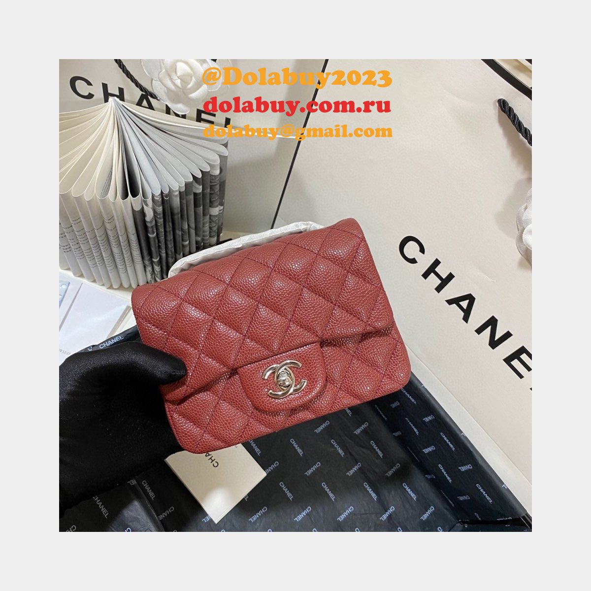Perfect CC 17CM Classic Flap Caviar Leather Bag