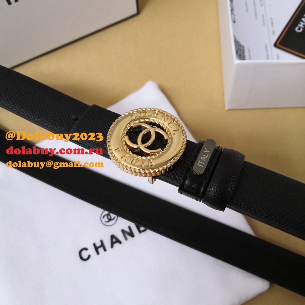 High Quality Replica CC Double C Belt Black Width 2.5cm 1152