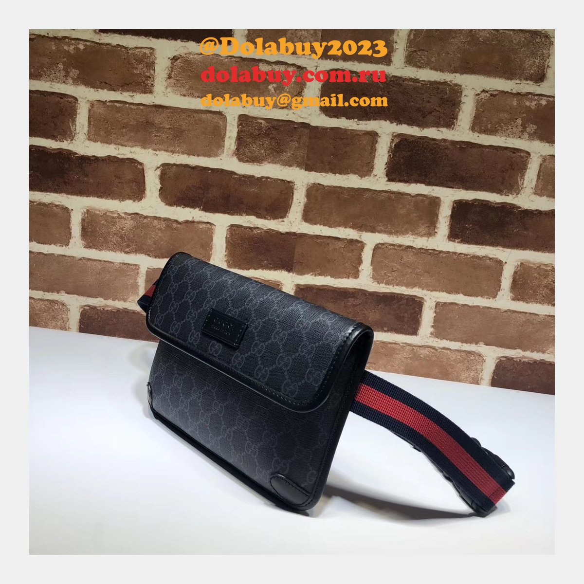 G*u*i top quality 598113 gg black belt bag