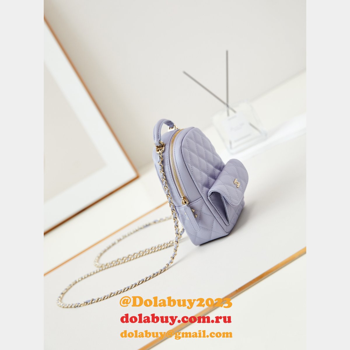Fashion 24Cmini caviar leather women backpack AP3753