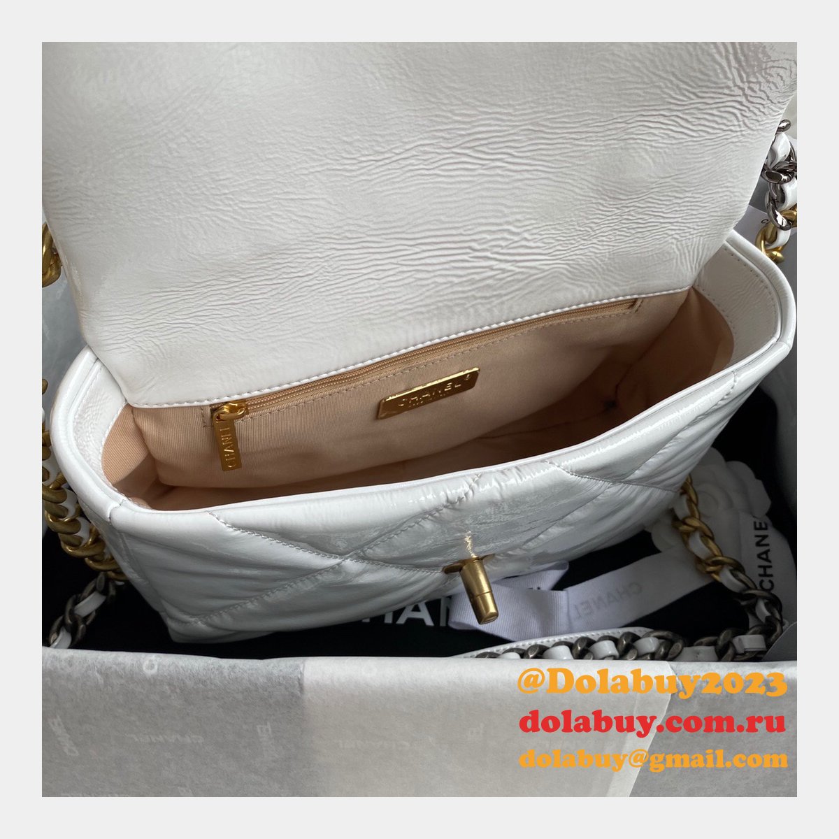CC Replica 26CM Goatskin Gold-Tone Silver-Tone & Ruthenium