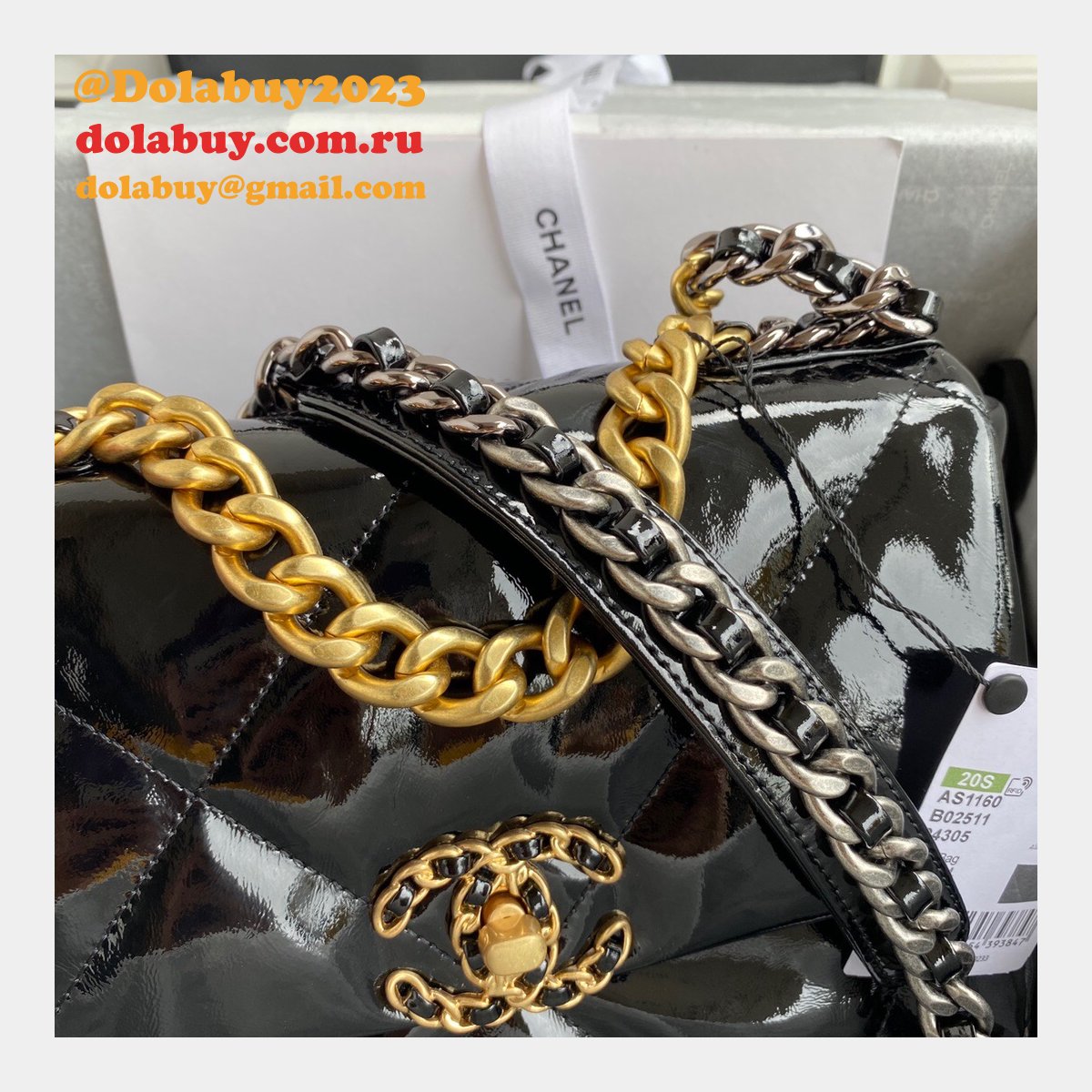 CC Replica 26CM Goatskin Gold-Tone Silver-Tone & Ruthenium