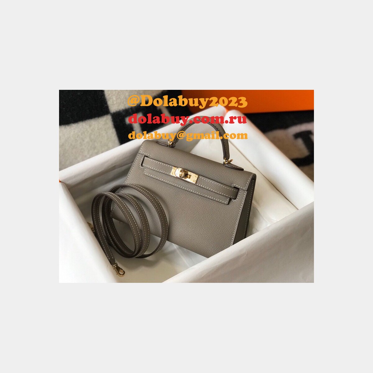 AAA Replica Hermes Mini Kelly Grey Bags