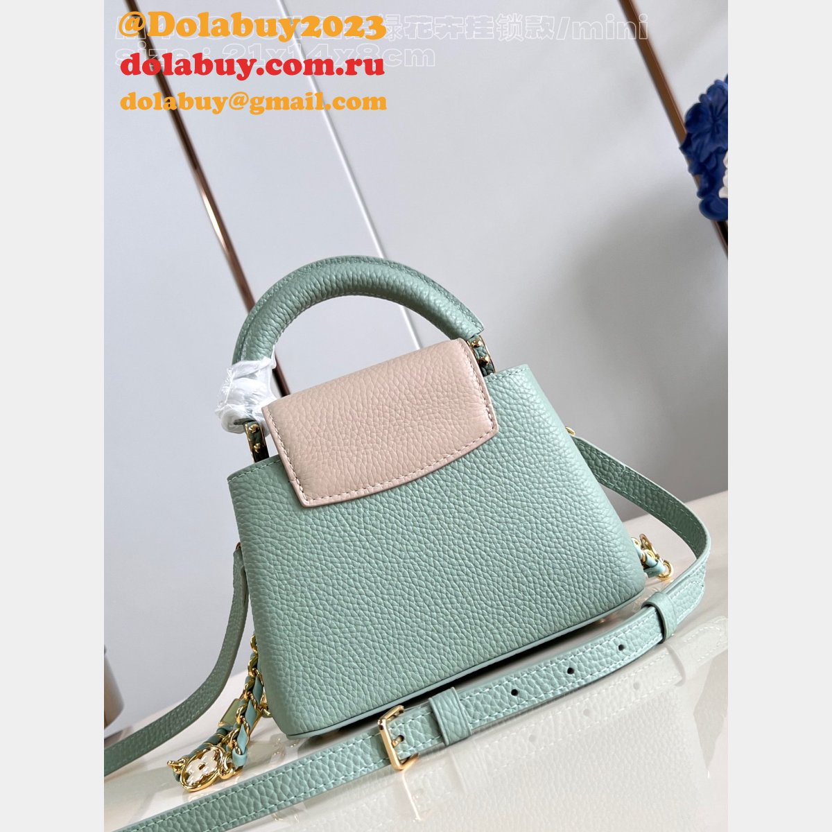 Louis Vuitton Replica Capucines Python Handle M48865 Avocado Green Bag