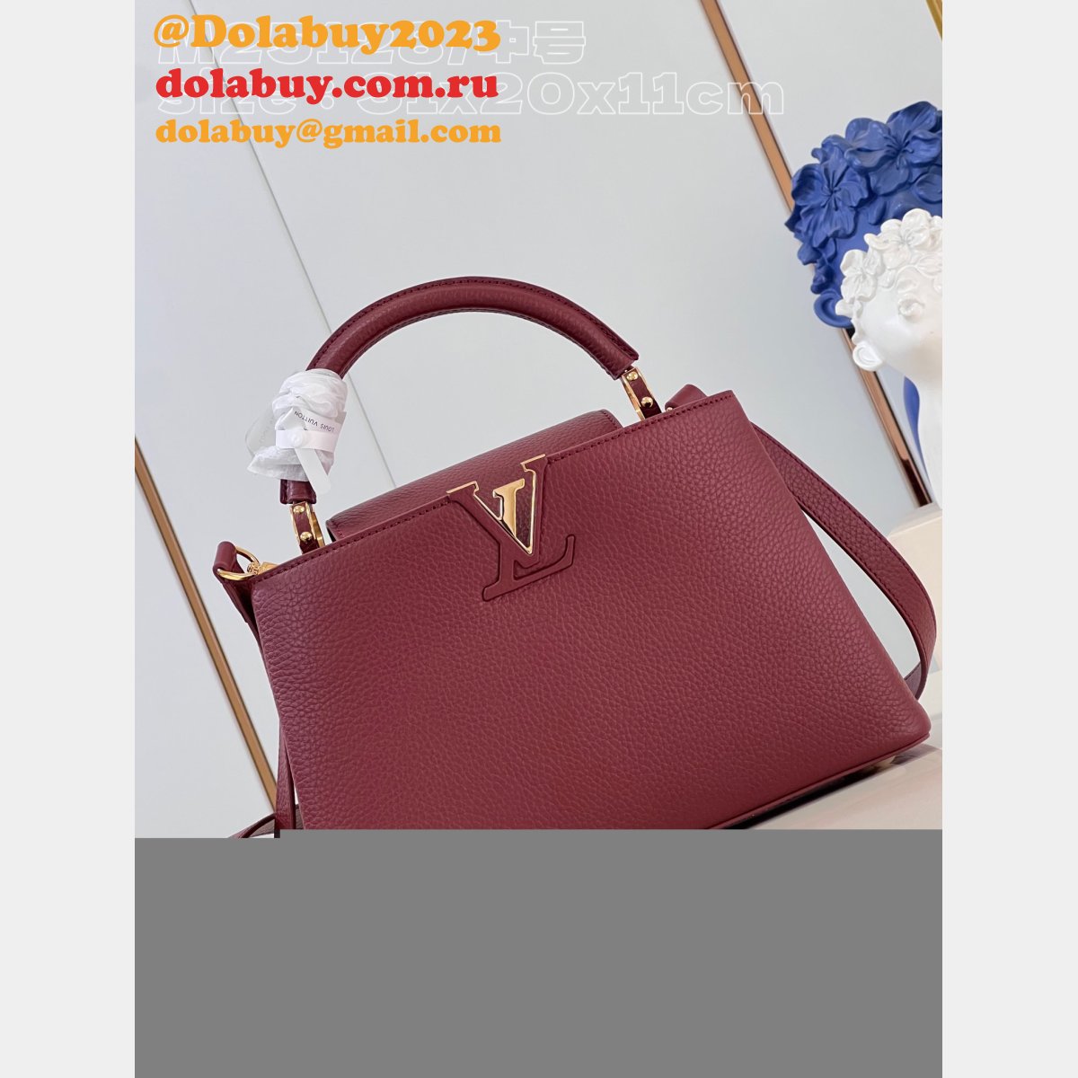 Capucines 1:1 Mirror M25128 Purple-Red Louis Vuitton Fake Handbag