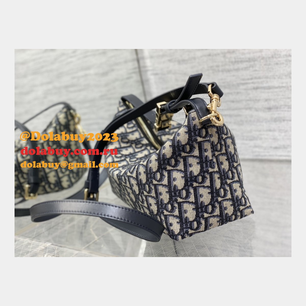 Dior Oblique Jacquard Replica 3103 Diortravel Nomad Pouch Blue