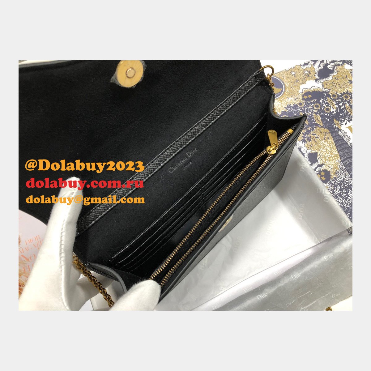 Saddle Woc 22CM Black Replica Dior Oblique Jacquard