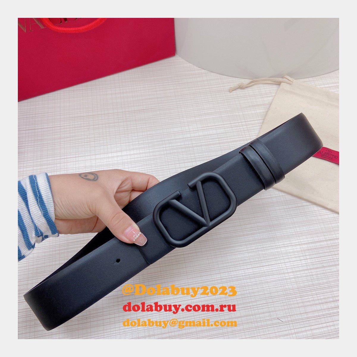 Wholesale Replica Valentino Black/Red Belts