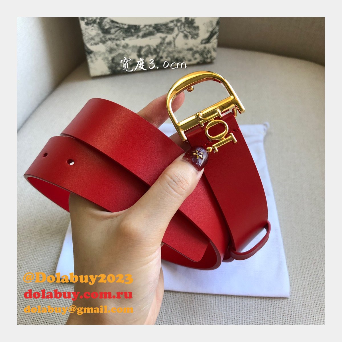 High Quality Christian Dior AAA Belts red/black/brown 30mm Cheap
