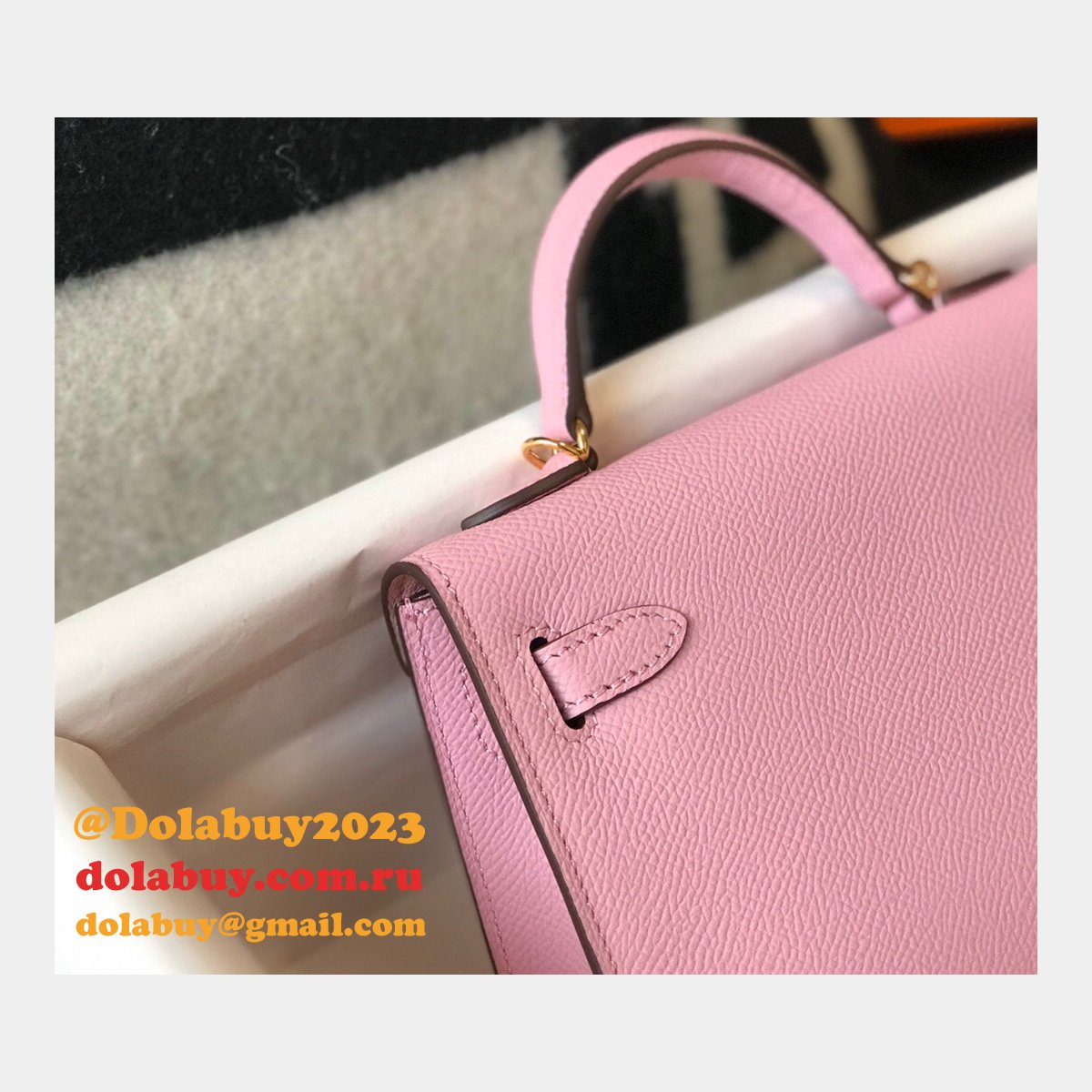 Hermes Outlet 1:1 Replica Mini Kelly Pink Handbags